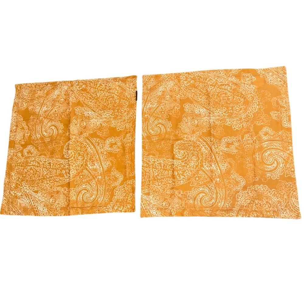 Tommy Hilfiger Paisley Pillow Shams Set of 2 Orange White Cotton Square